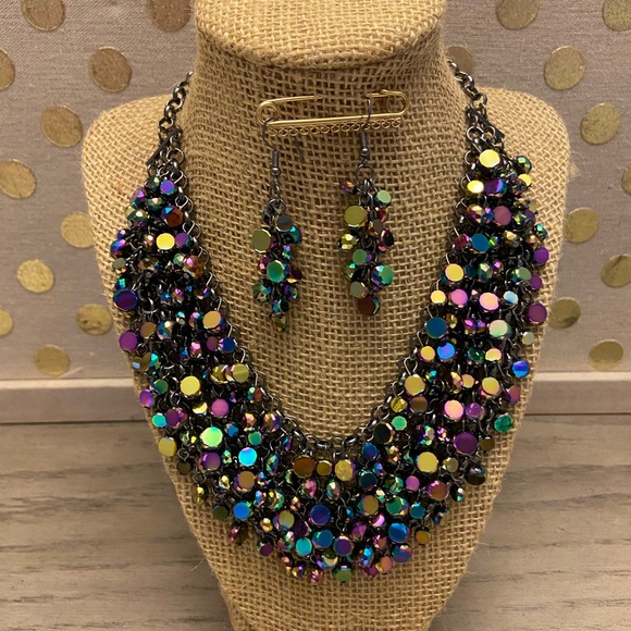 VIVACIOUS Paparazzi Jewelry Zi Collection Oil Spill Necklace & earrings set - Picture 2 of 9